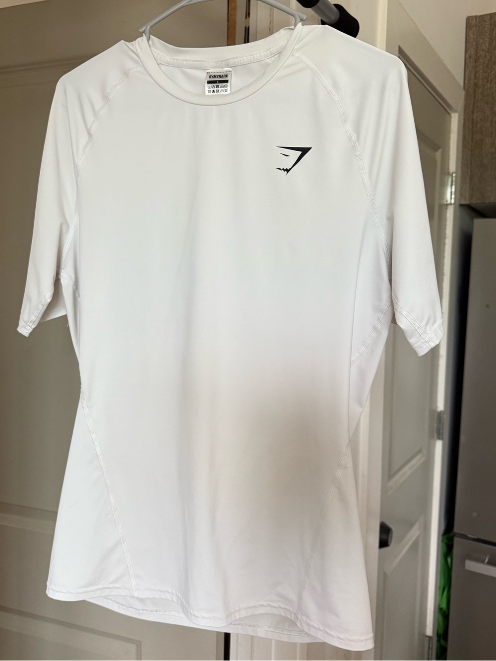 Gymshark White Short-Sleeve Athletic Top with Logo